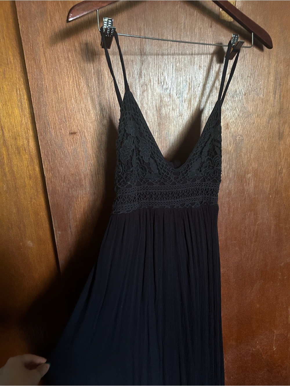 Black Lace Crochet Bodice maxi Dress